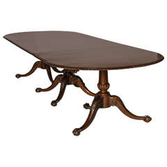 Antique Edwardian Mahogany, Triple Pedestal Dining Table by Maple & Co.