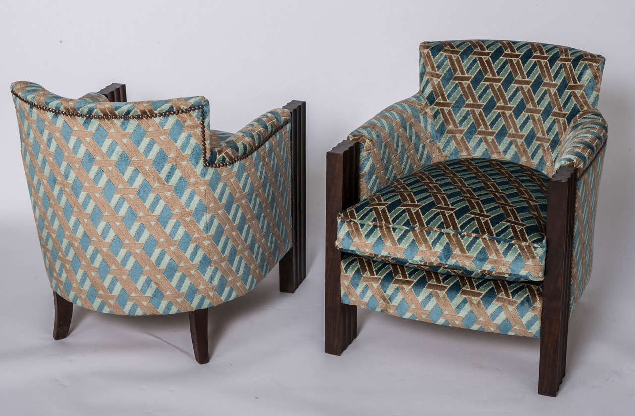 Art Deco Pair of Macassar Ebony Armchairs by Christian Krass