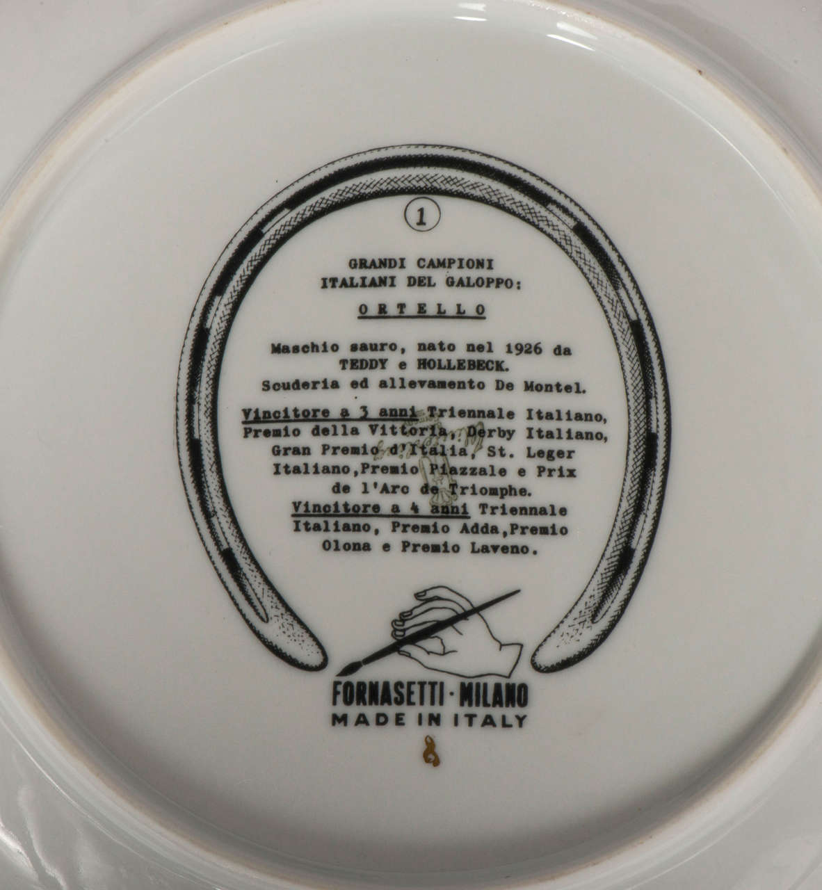 Mid-20th Century Set of Six Porcelain Plates by Piero Fornasetti