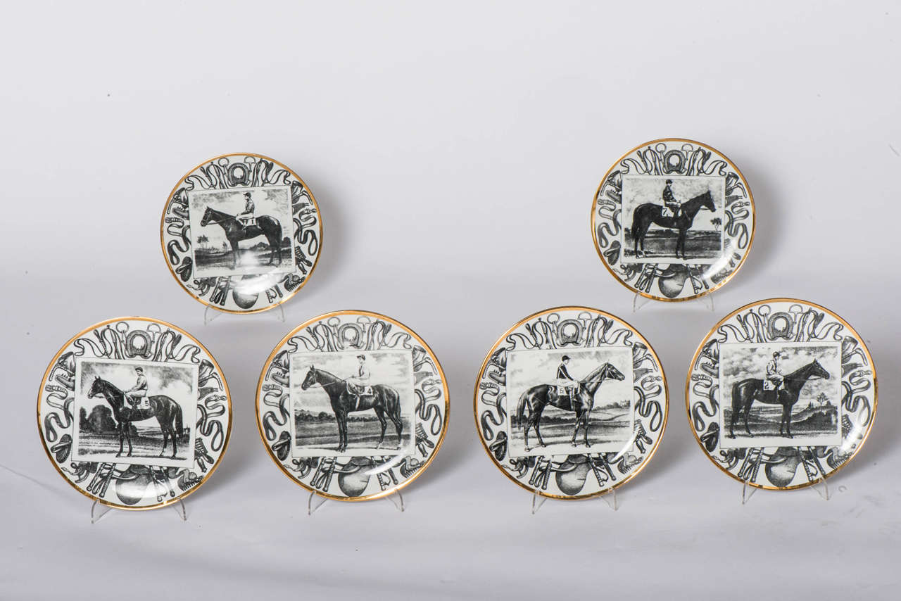 Set of Six Porcelain Plates by Piero Fornasetti 5