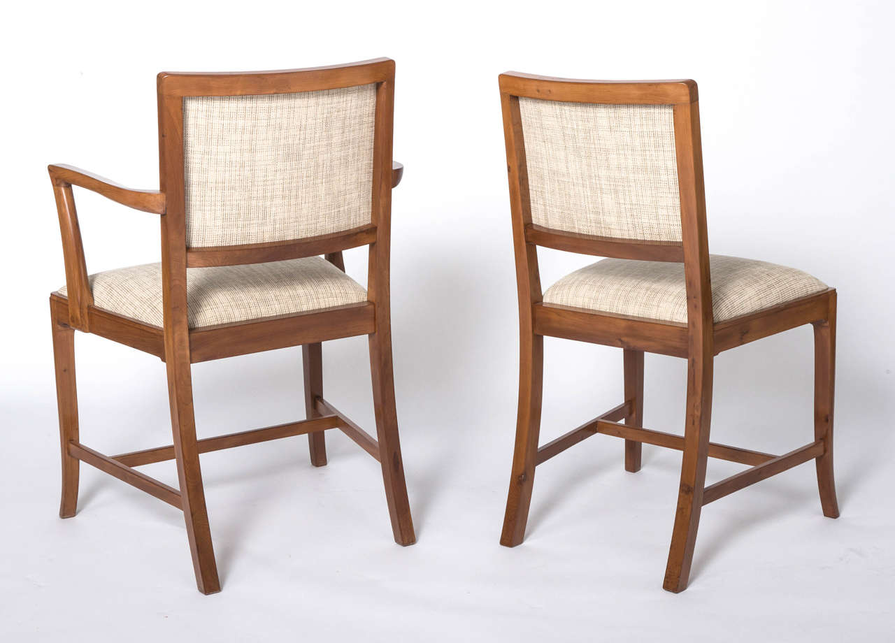 A set of eight Yew wood dining chairs by Heal and Sons of London, circa