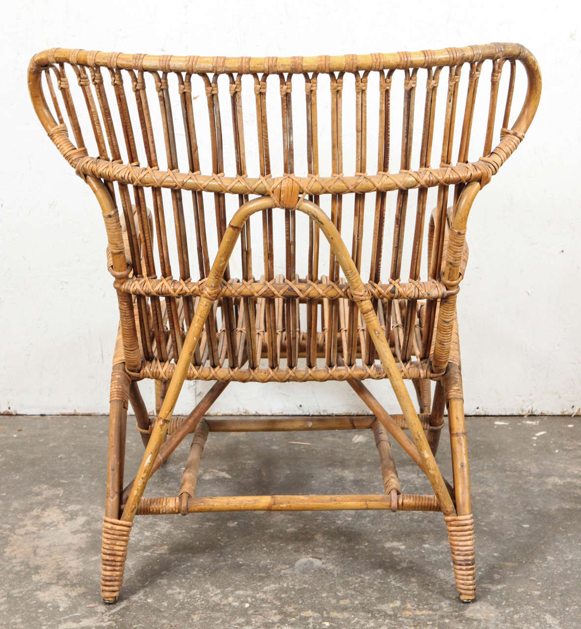 Vintage European Rattan Wingback Chair 1