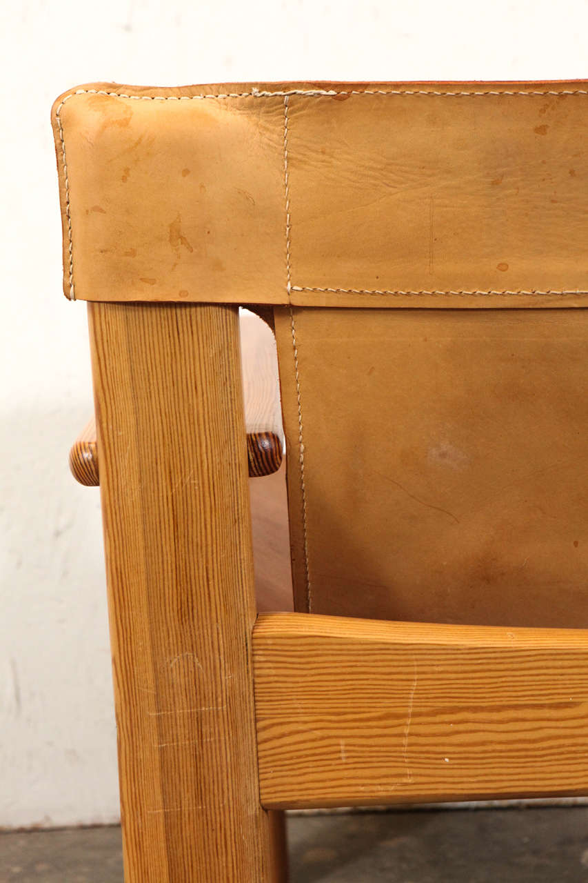 Danish Leather and Wood Spanish Style Chairs, Saddle Leather