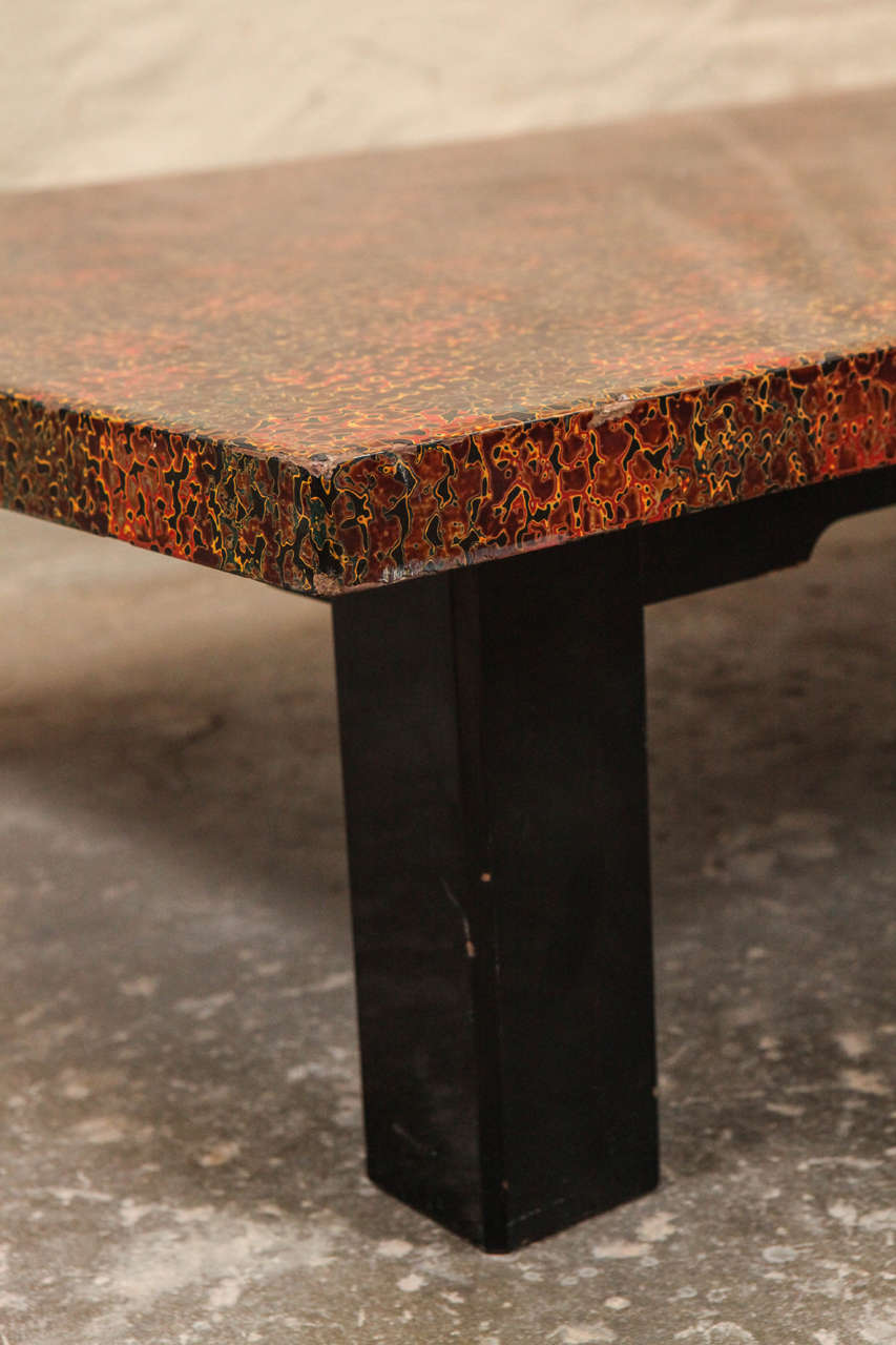 Late 20th Century Low Multi-Color Lacquer Top Coffee Table