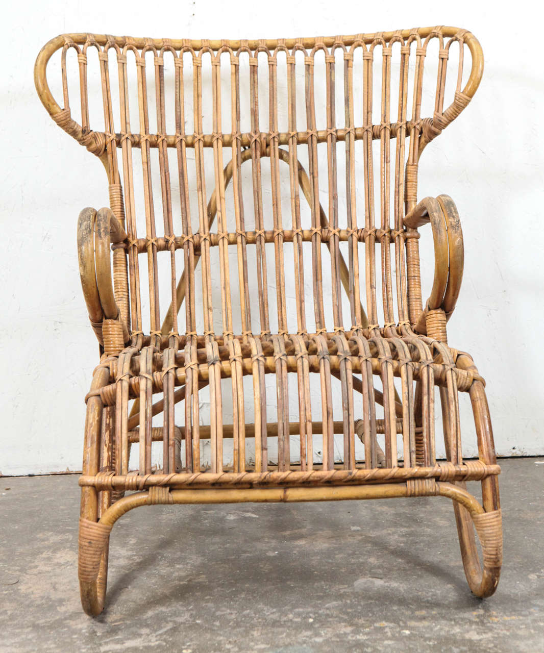 Vintage European Rattan Wingback Chair at 1stDibs