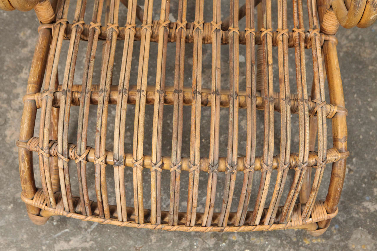 Vintage European Rattan Wingback Chair at 1stDibs