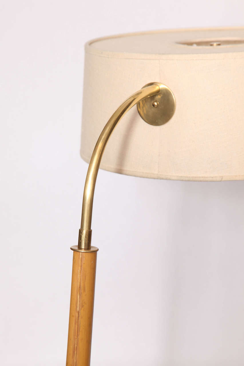Bamboo 1950s Articulated Floor Lamp by J.T. Kalmar
