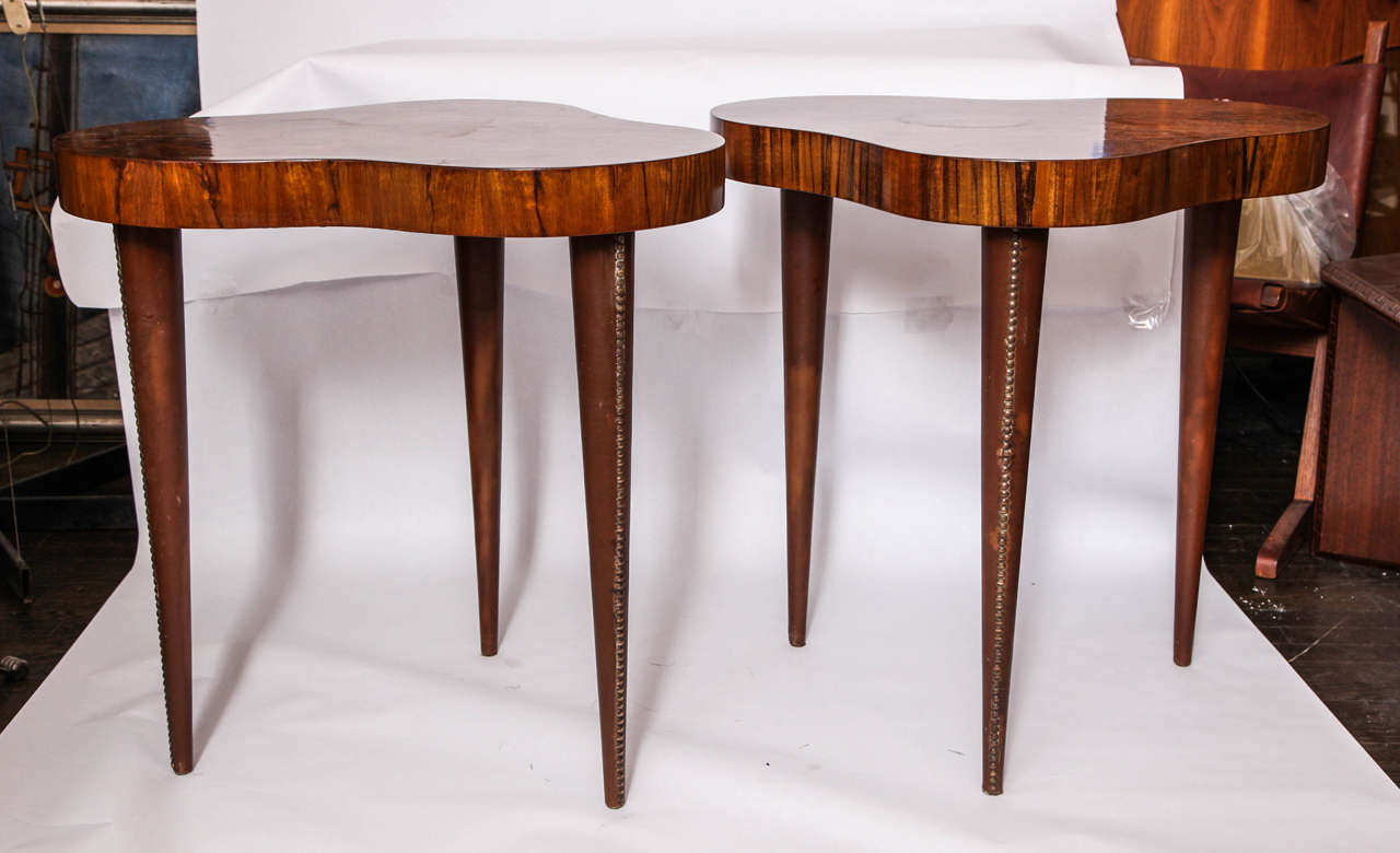 A Pair of 1940's Art Moderne Amorphic Tables by gilbert Rohde