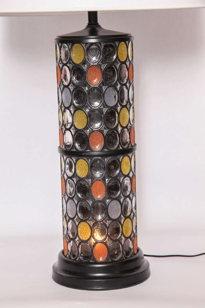 Mid-Century Modern 1950s Modernist Table Lamp Crafted of Painted Metal and Glass