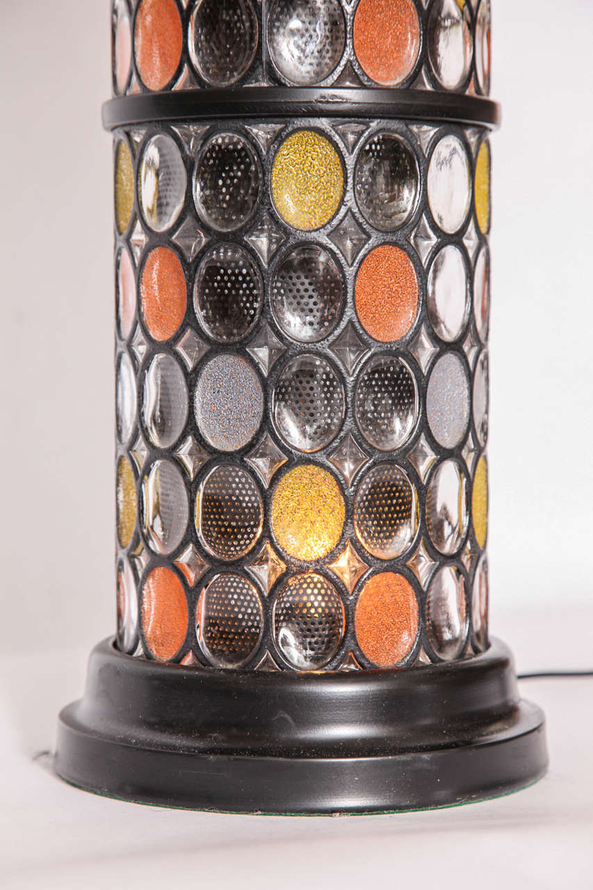 Hand-Crafted 1950s Modernist Table Lamp Crafted of Painted Metal and Glass