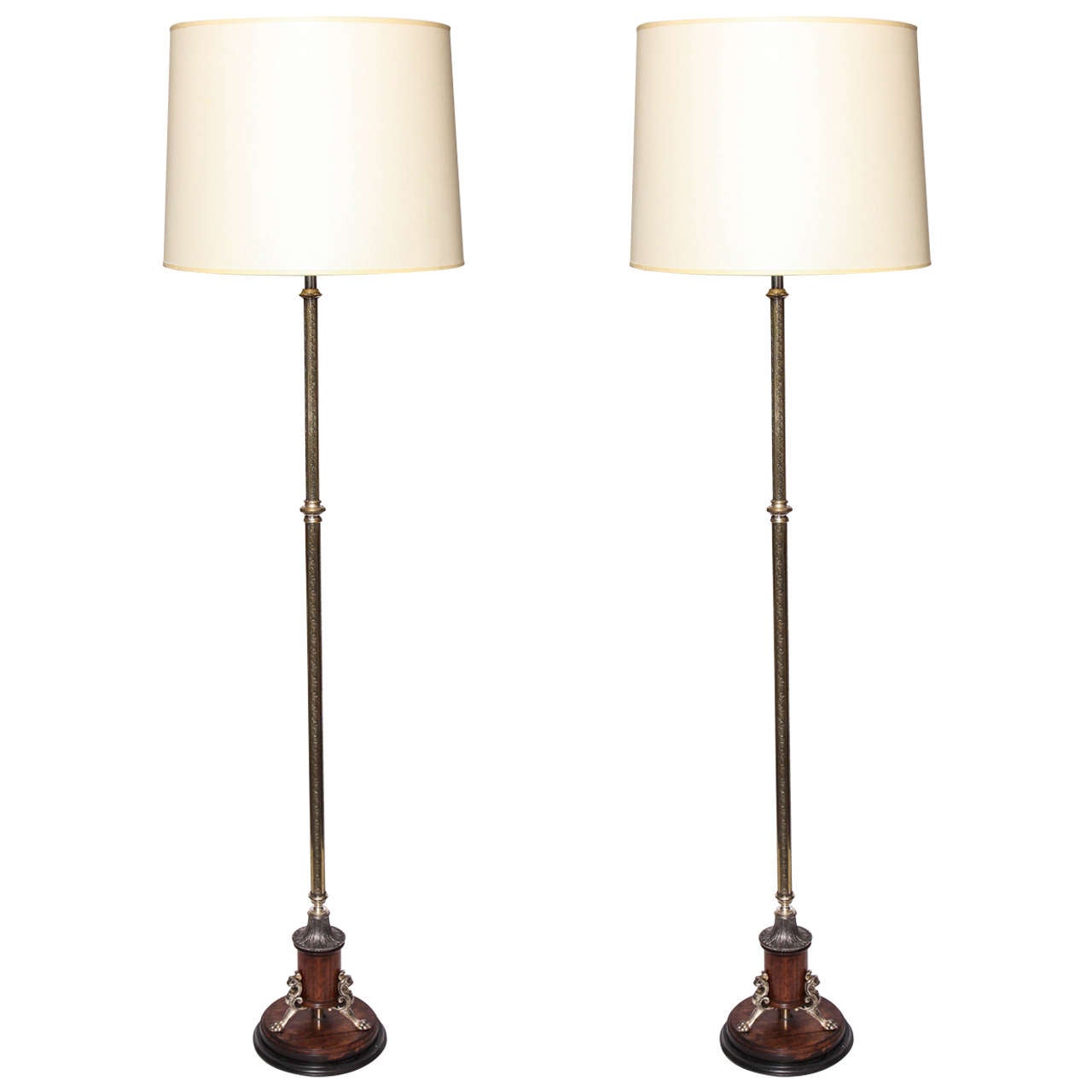 Pair of 1920s Classical Modern, Adjustable Floor Lamps