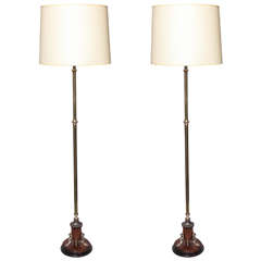 Antique Pair of 1920s Classical Modern, Adjustable Floor Lamps