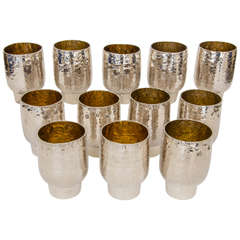 Vintage Set of 12 Sterling Silver Beakers