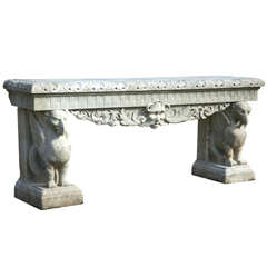 Important Gilded Age Carved Marble Bench