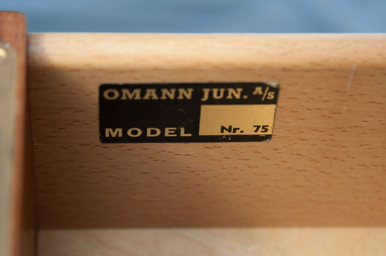 Gunni Omann teak wood free standing desk, Denmark circa 1960 2