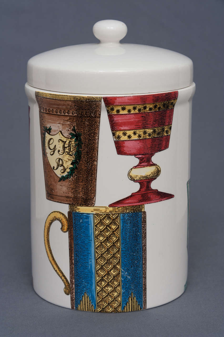 Italian Piero Fornasetti porcelain jar 