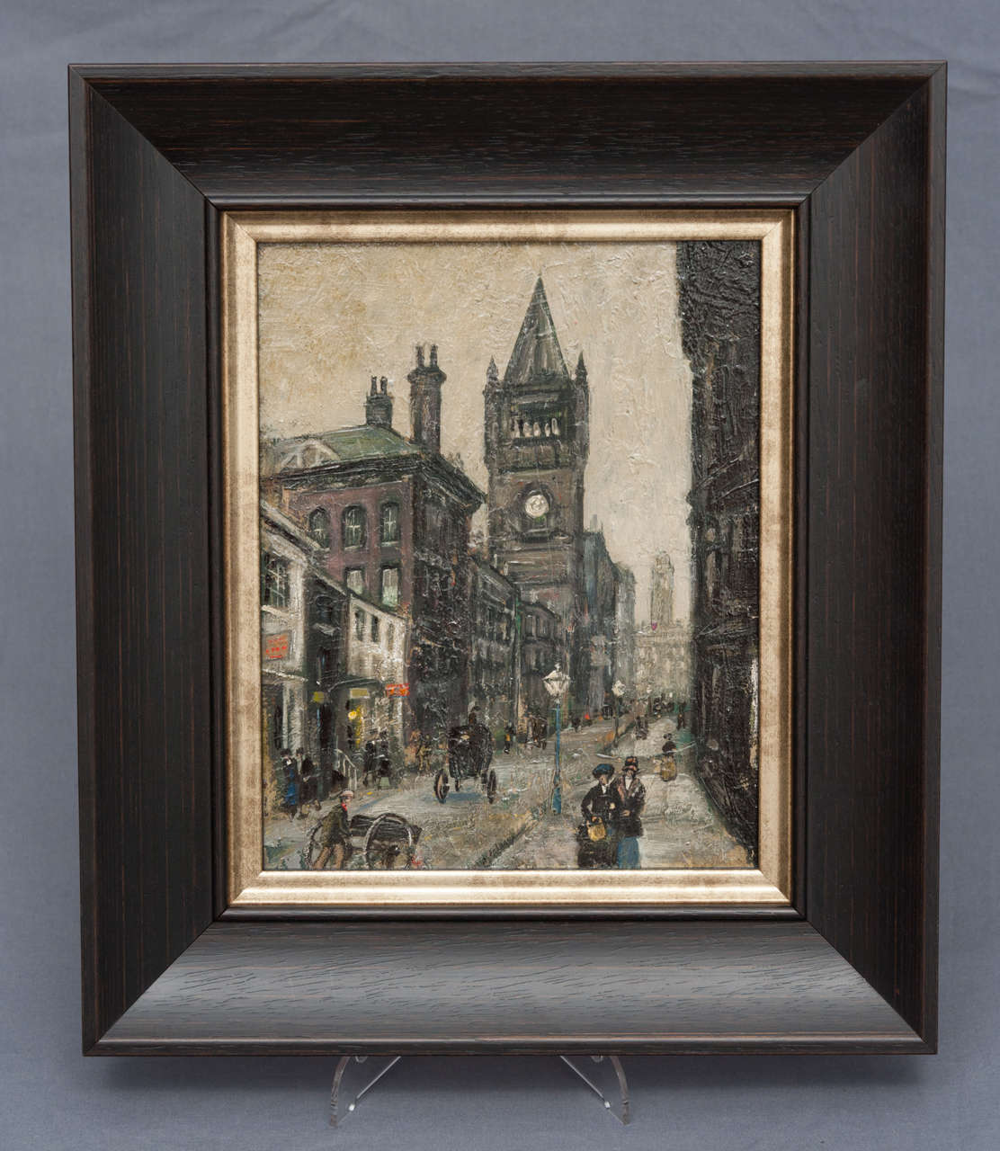 Arthur Delaney oil on board painting of Manchester Cathedral, England