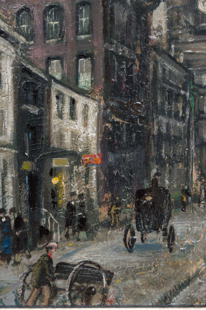 Arthur Delaney oil on board painting of Manchester Cathedral, England