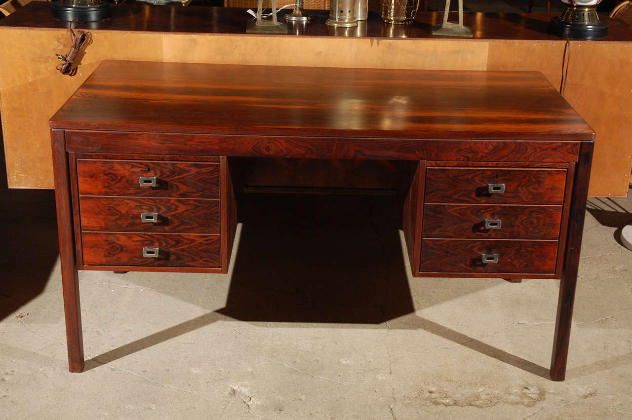 rosewood and steel executive desk by H.P. Hansen