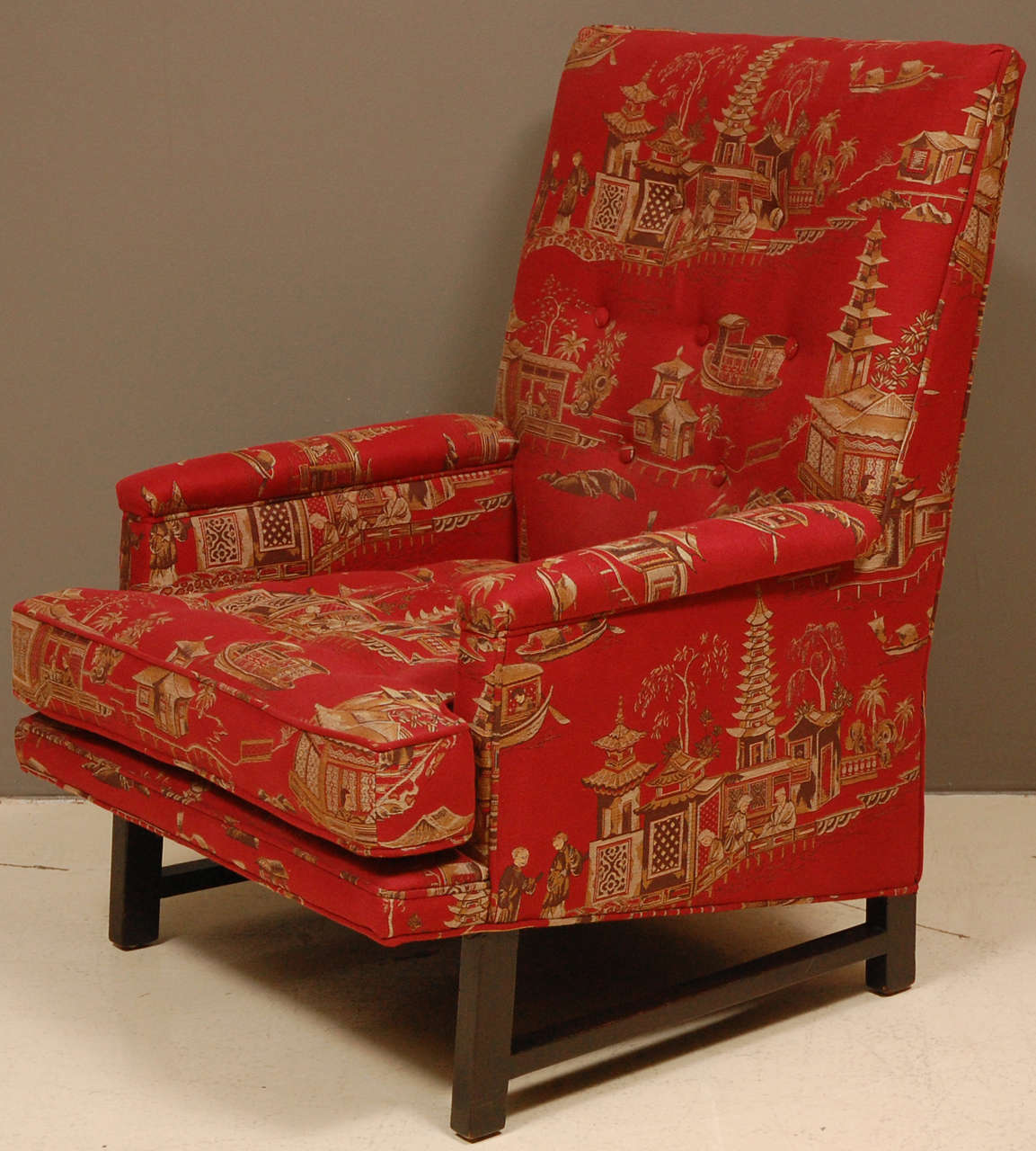 Rare Highback Version of Dunbar Arm Chairs by Edward Wormley in Original Fabric. 2