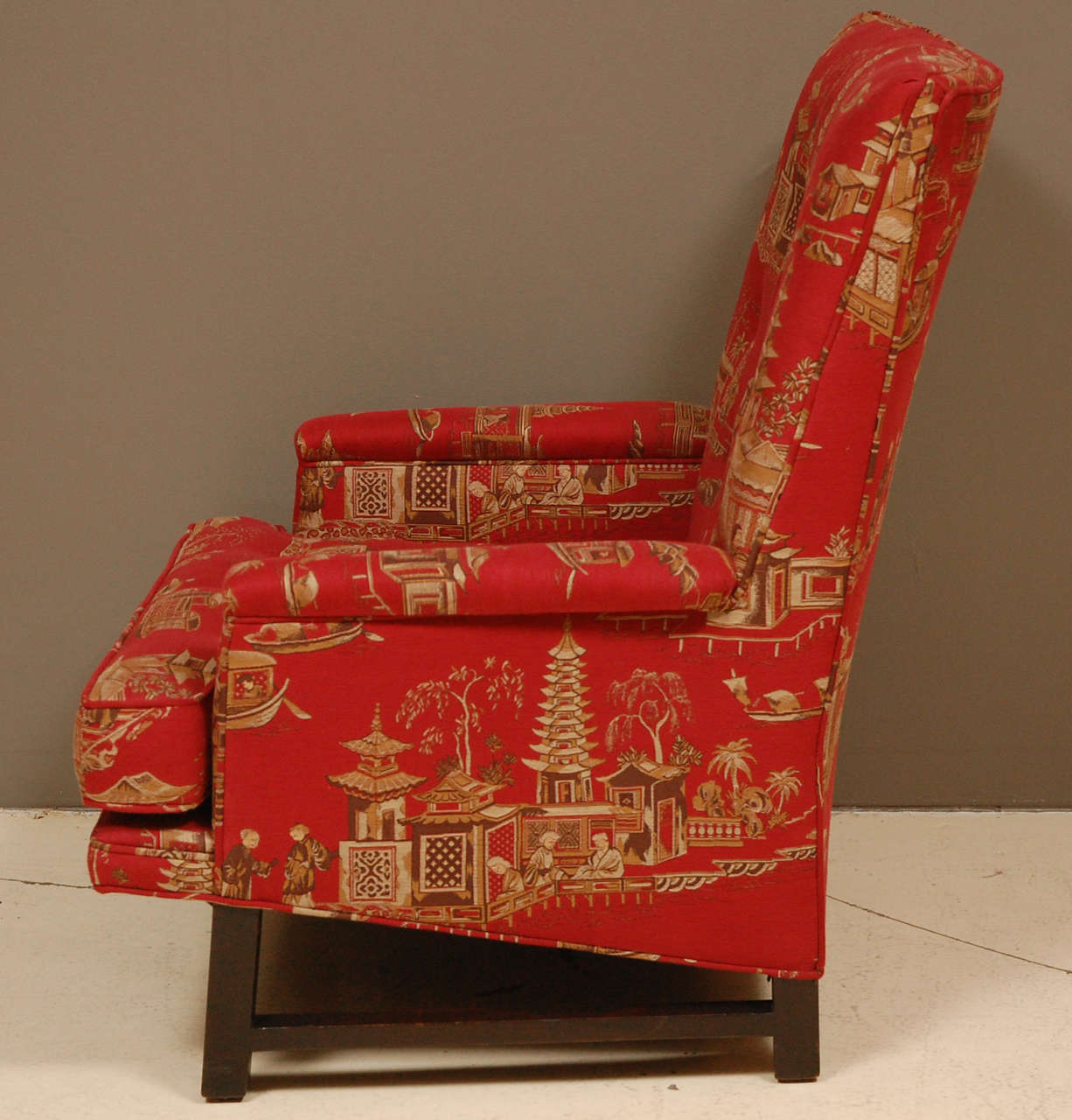 Rare Highback Version of Dunbar Arm Chairs by Edward Wormley in Original Fabric. 4