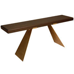 Brass and Mahogany Console Table