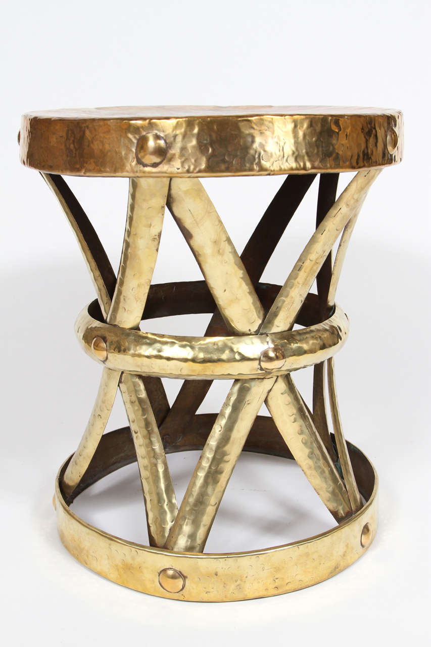 Mid Century Vintage Brass Stool In Excellent Condition In North Hollywood, CA