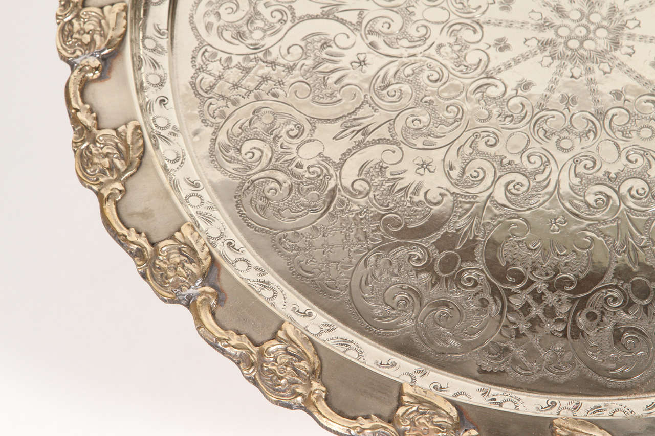 Moorish Moroccan Handcrafted Silver Round Tray