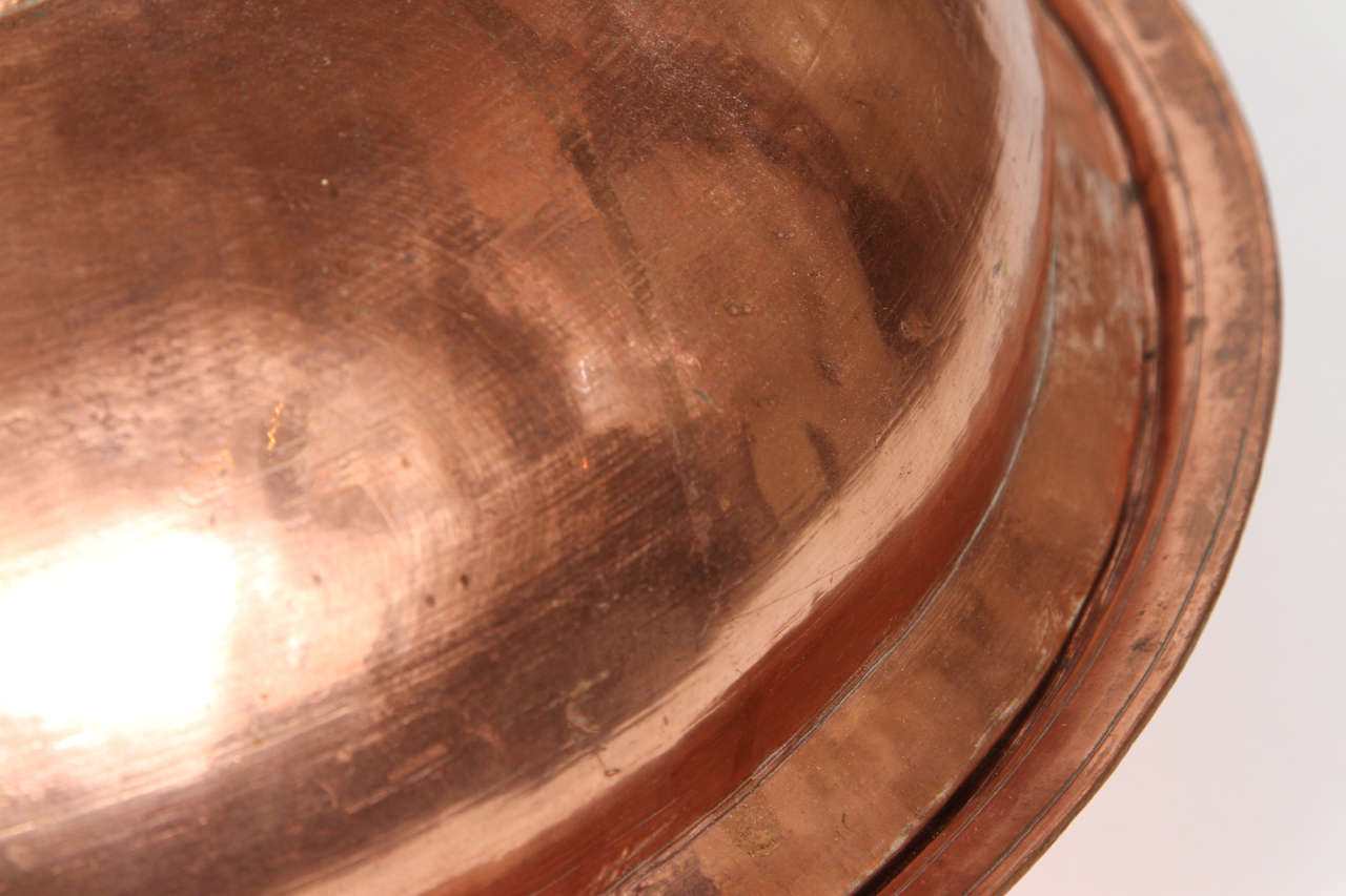 Moorish Large Moroccan Round Copper Tajine Serving Dish with Cover
