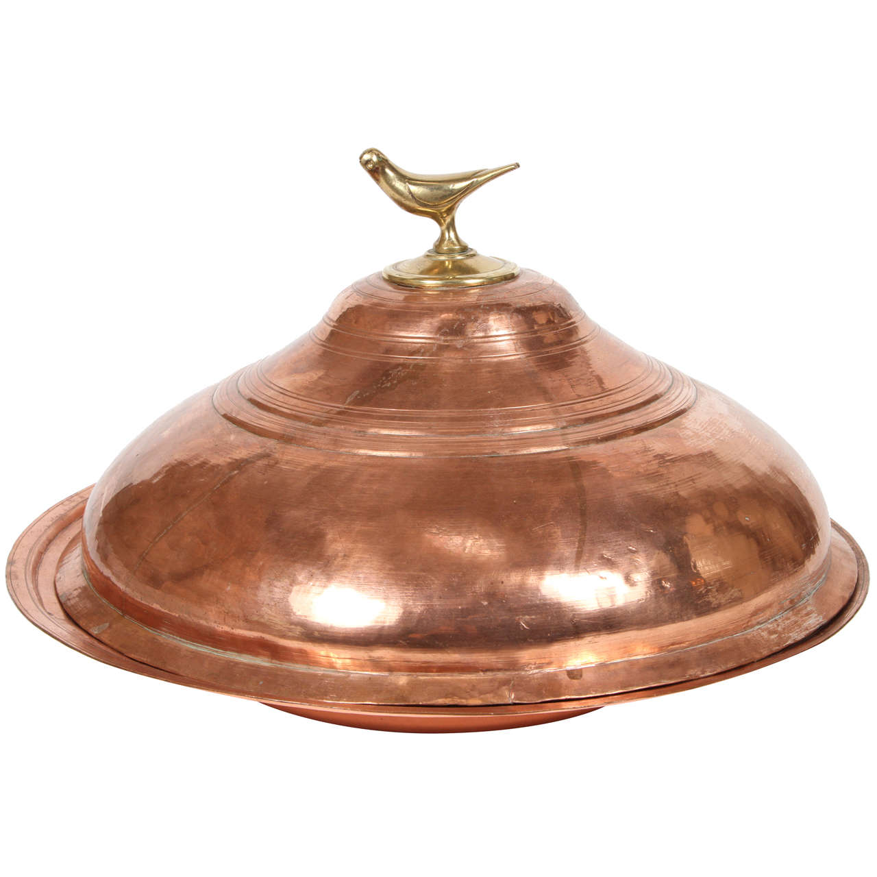 Large Moroccan Round Copper Tajine Serving Dish with Cover