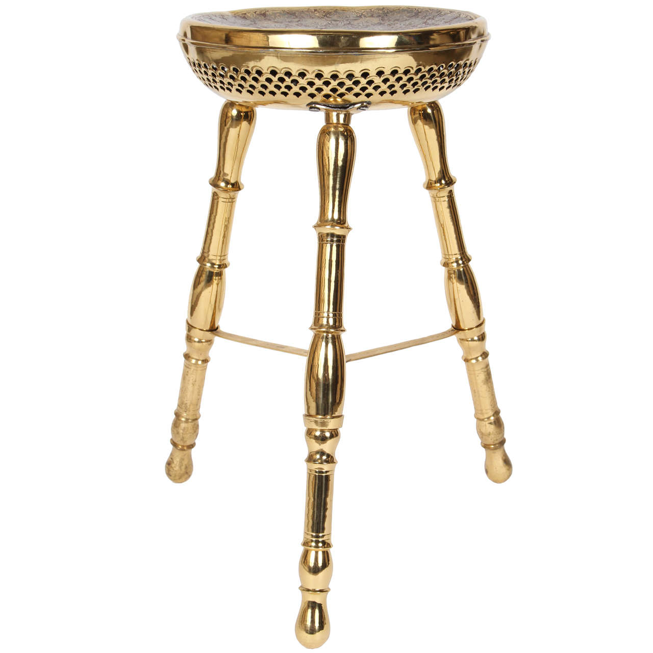 Vintage Polished Brass Stool at 1stDibs