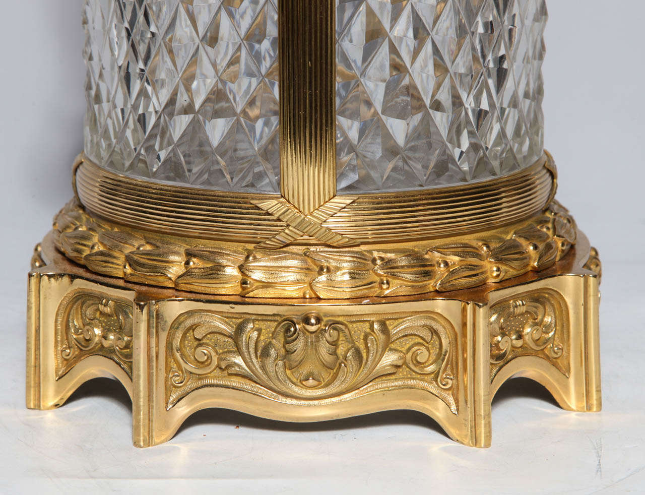 French Cut Crystal & Dore Bronze mounted vase/centerpiece w/ ram head handles In Excellent Condition In New York, NY