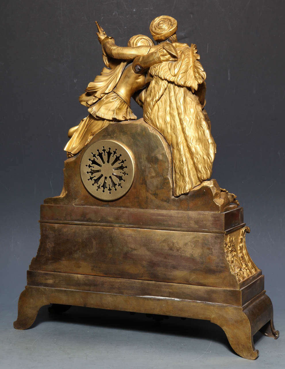 Gilt Bronze Clock with Arab Prince and Princess made for the Orientalist market For Sale 3