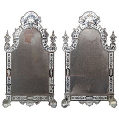 Antique Exceptionally Fine Pair of Oversized Early Venetian Mirrors