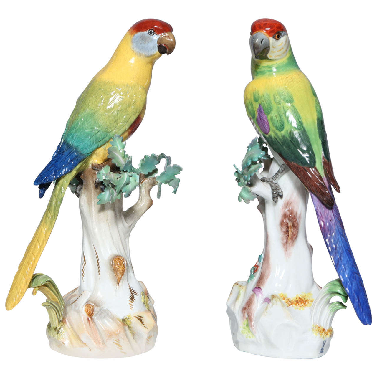 Pair of Meissen Porcelain Figures of Parrots