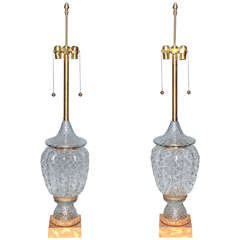 A Monumental Pair of Murano Glass Vases Wired as Lamps with Gilt Bronze Mounts 7