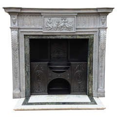 Antique Neoclassical Fire Surround and Reeded Hob Grate