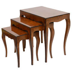 A Set of Three Louis XV Style Walnut Nesting Tables