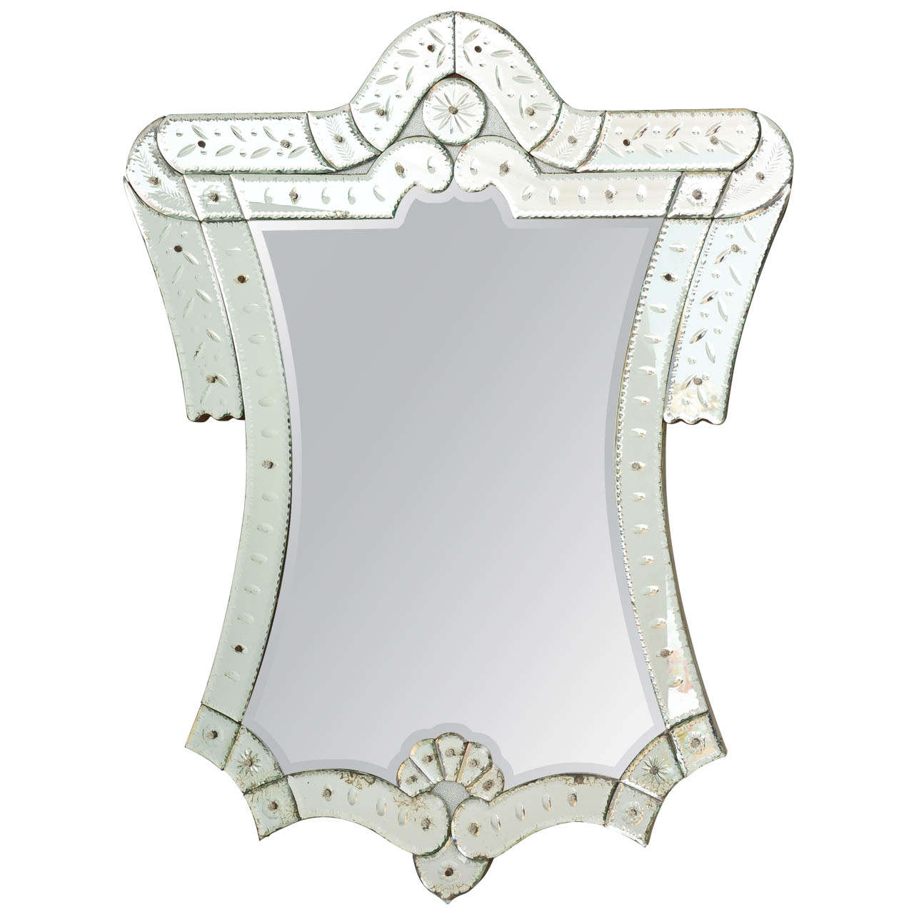 Unusual Cartouche Shaped Venetian Mirror