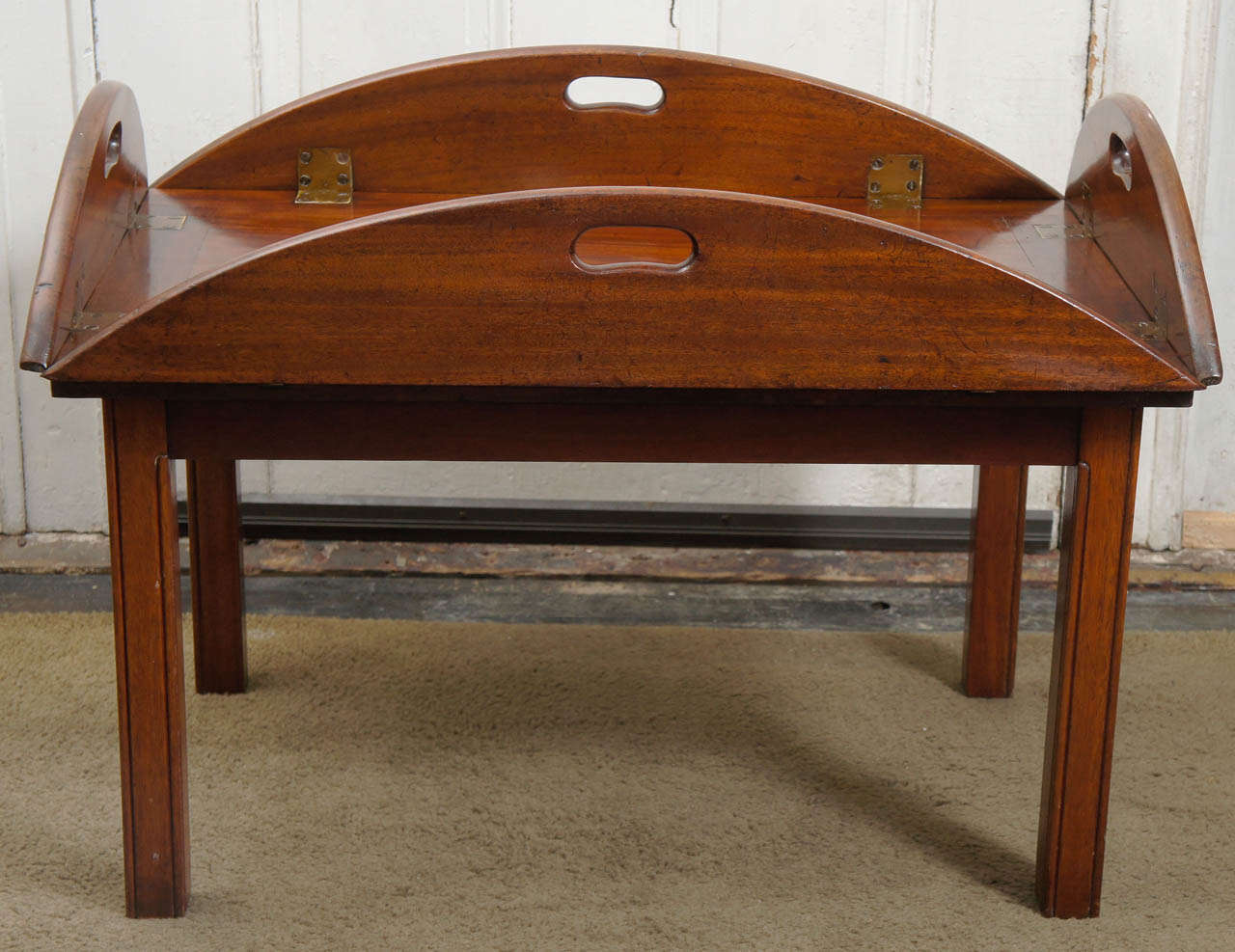 Chippendale English 19th Century Mahogany Butlers Tray on  Stand