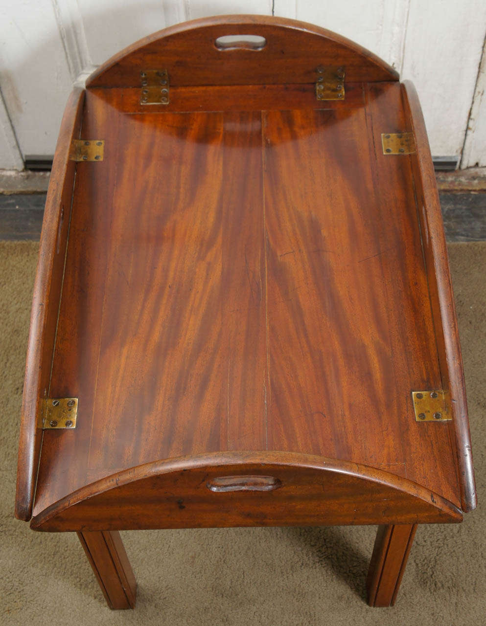 English 19th Century Mahogany Butlers Tray on  Stand 4