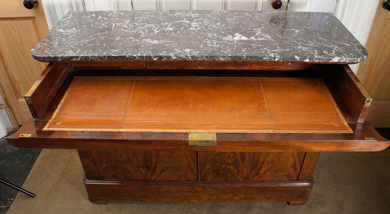Restauration 19th Century French Restoration Marble Topped Cabinet with Desk Drawer