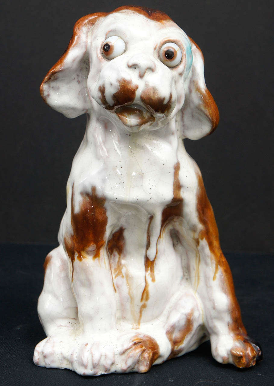 Other A Pair of 20th Century Glazed Terra Cotta Dog Sculptures