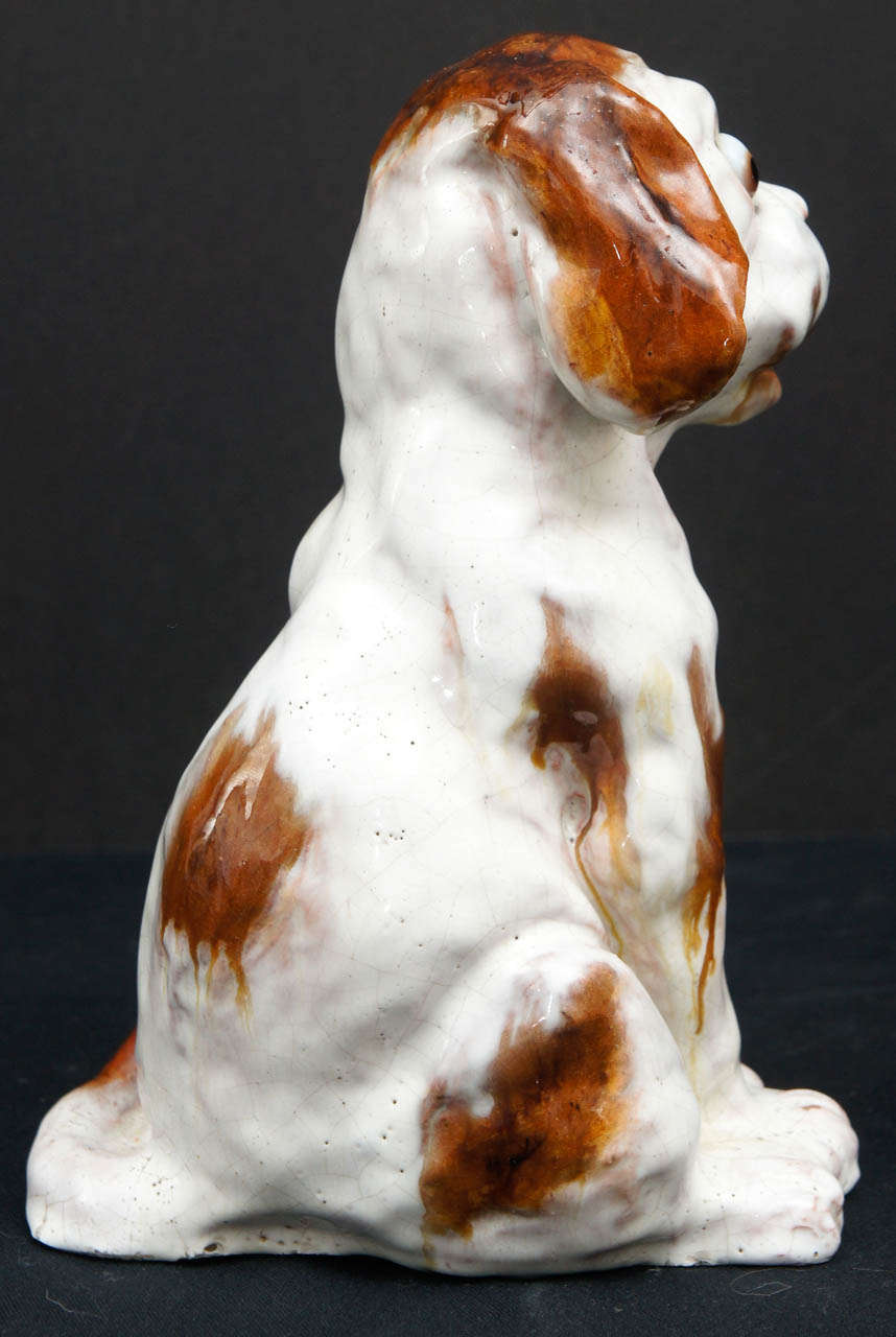 French A Pair of 20th Century Glazed Terra Cotta Dog Sculptures