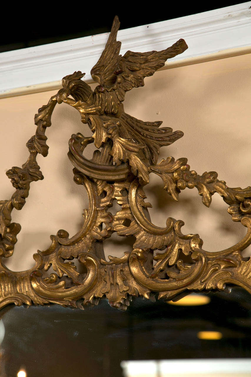 Rococo A Finely Carved Wall Mirror Adorning Carved Eagle