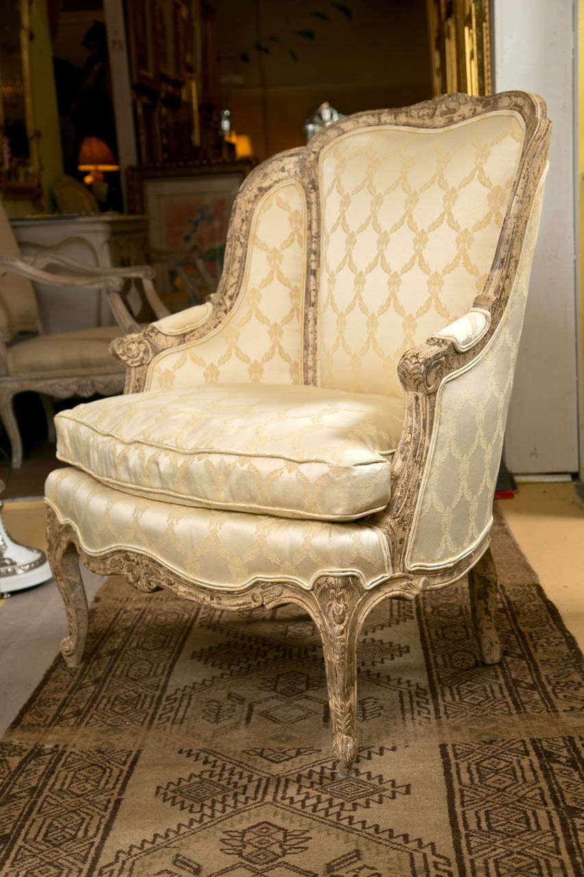 Mid-20th Century Pair of French Louis XV Style Winged Bergere Chairs