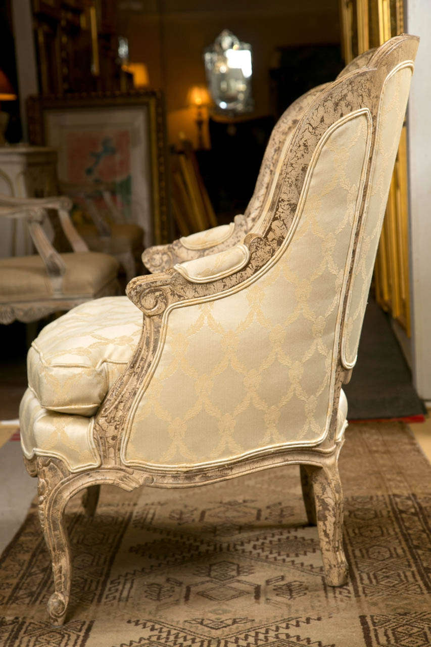 Pair of French Louis XV Style Winged Bergere Chairs 2
