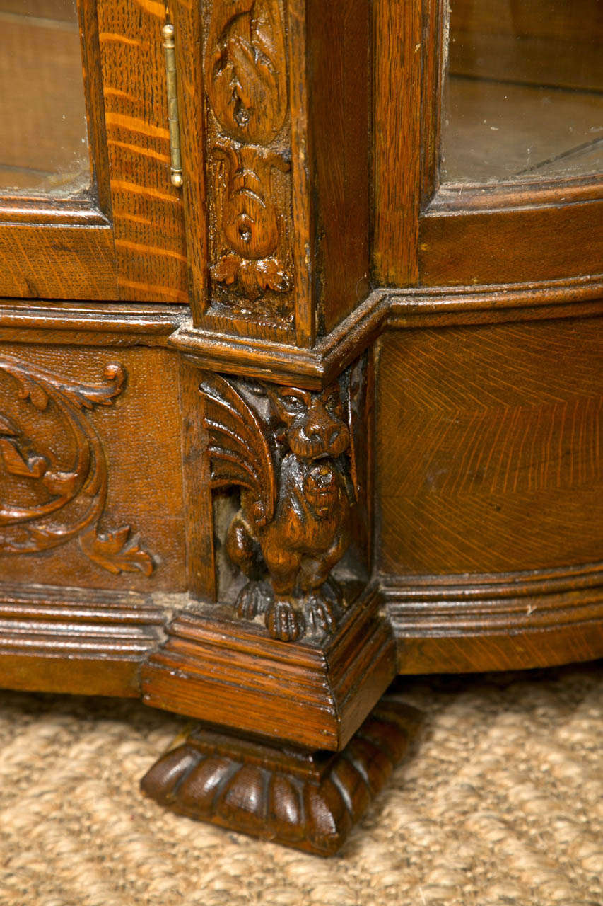 Victorian Oak Horner Brothers Carved China Cabinet