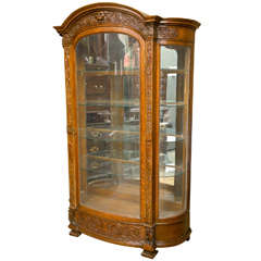 Oak Horner Brothers Carved China Cabinet