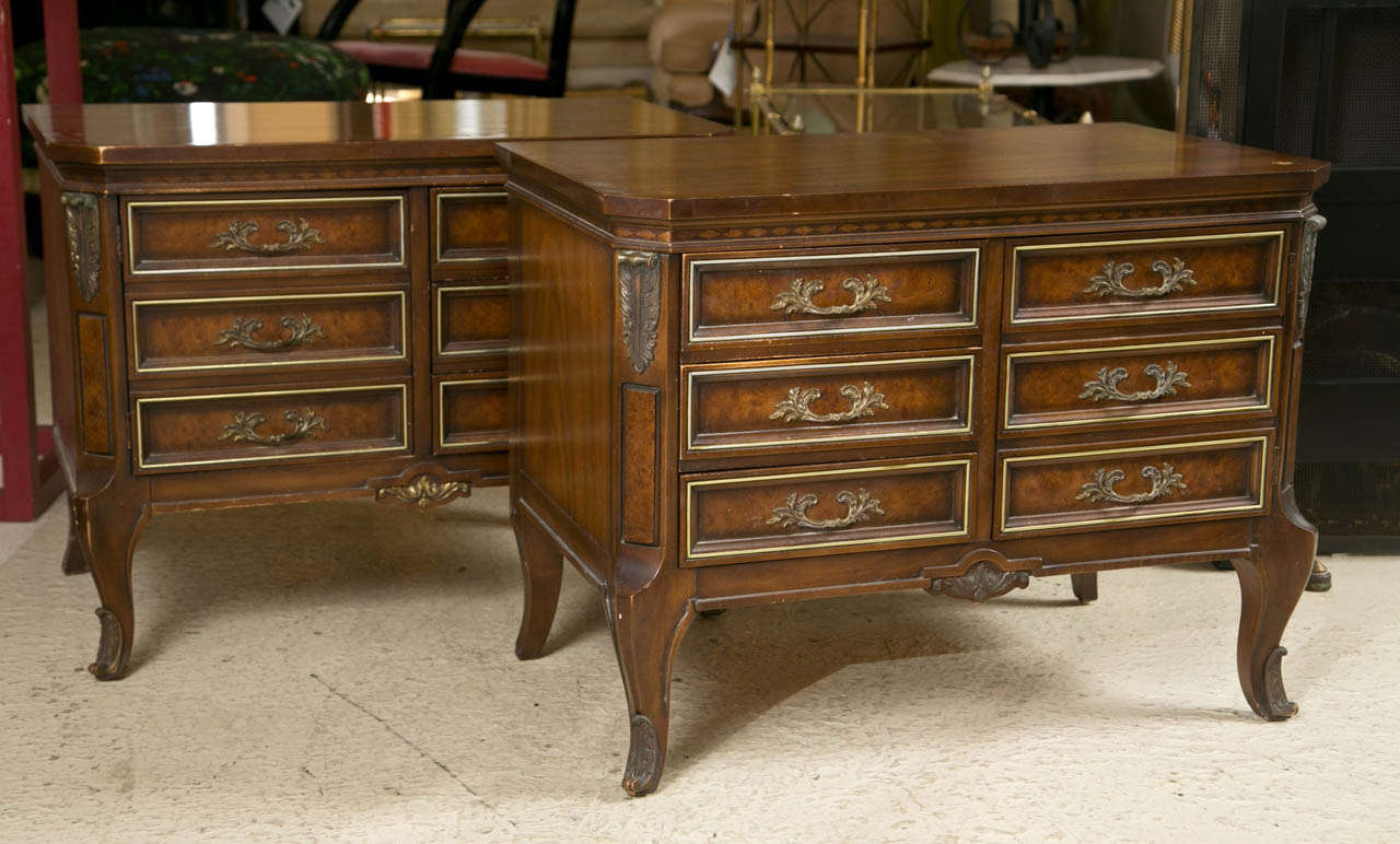 Pair of English Georgian Style Walnut Nightstands